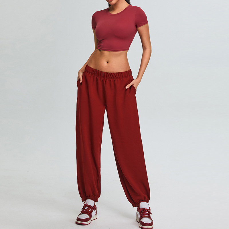 Cross-border nueva sensación de desnudez para correr fitness trajes femeninos delgados mangas cortas camisetas de yoga blusas deportivas modales