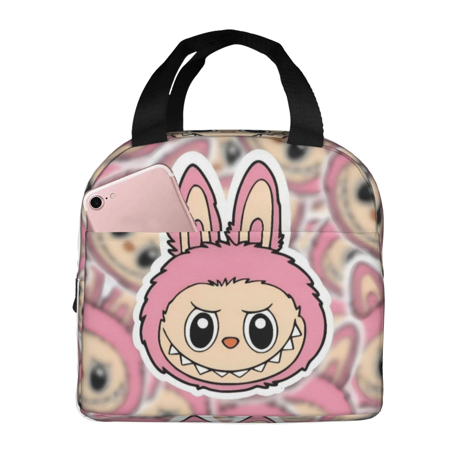 Hot Selling Labubu Full Printed Picnic Bag Kidsren's Lunch Bag Cartoon Animation Satchel Thermal Bag Lightweight Lunch Box Bag
