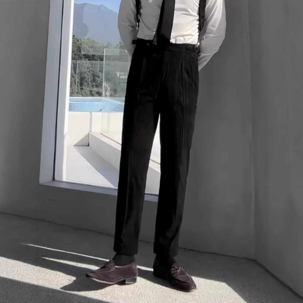 Demi-season corduroy retro solid men's trousers for leisure for work…