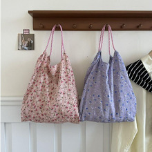 韩国章若楠同款碎花包包女式2024新款潮时尚托特包大容量帆布包