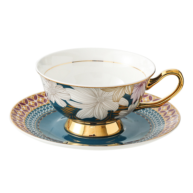 Conjunto de tazas y platos de café de porcelana de hueso, tazas de té de la tarde, caja de regalo de cumpleaños, regalo de boda.