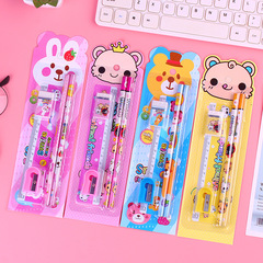 Children's learning stationery set 5-piece pencil set primary school student gift printable factory direct sales stationery set