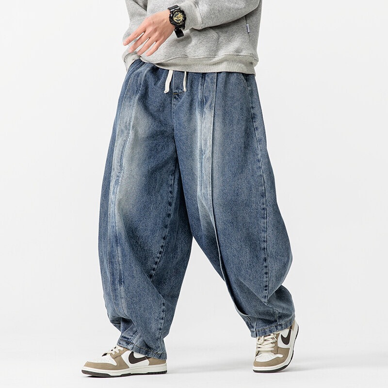 2026 Spring New Style Plus-Size Japanese Retro Harem Wide-Leg Pants Casual Curved Jeans American Trendy Men's Pants 2026 Spring New Style Plus-Size Japanese Retro Harem Wide-Leg Pants Casual Curved Jeans American Trendy Men's Pants