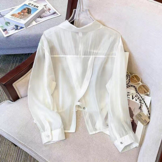 2024 New Arrival Short Sunscreen Clothes Shirt Outfit Women's Summer Thin Super Fairy Cardigan Shirt Small Top