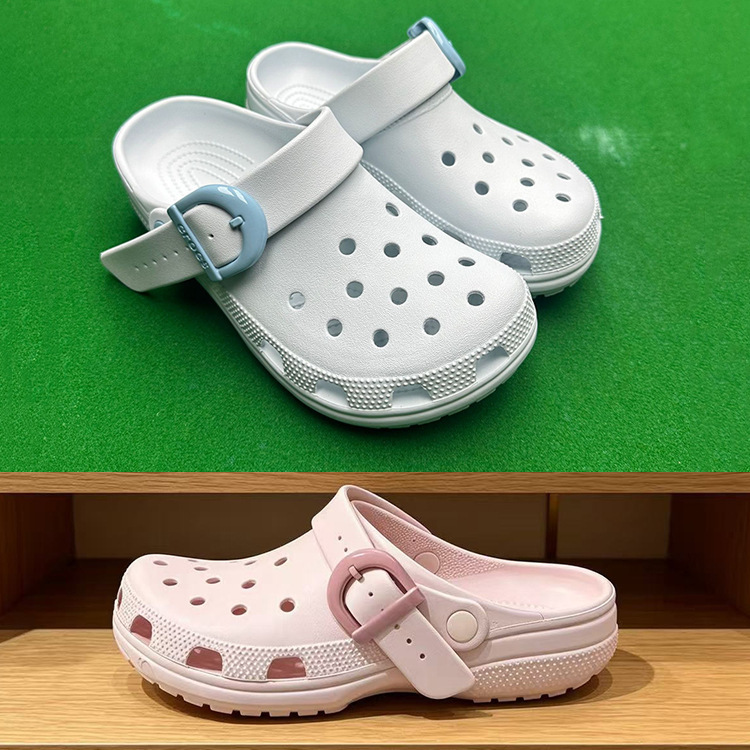 Croos Colorful Buckle Celebrity Clogs with Adjustable Straps, Casual Slippers for Men and Women, Outdoor Beach Couple Sandals