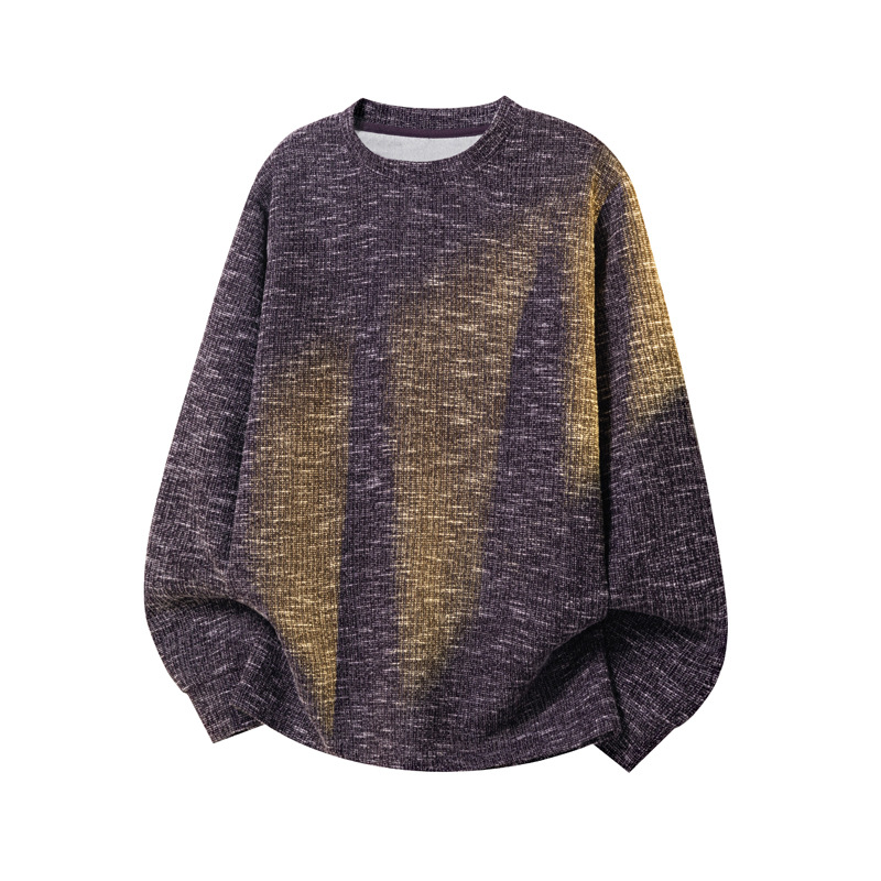 Langarmshirt aus Schneeflockengarn für Herren, trendige Frühlingsmarke, lockeres und lässiges Oberteil, gestrickte Basisschicht im amerikanischen Stil_voghion.com