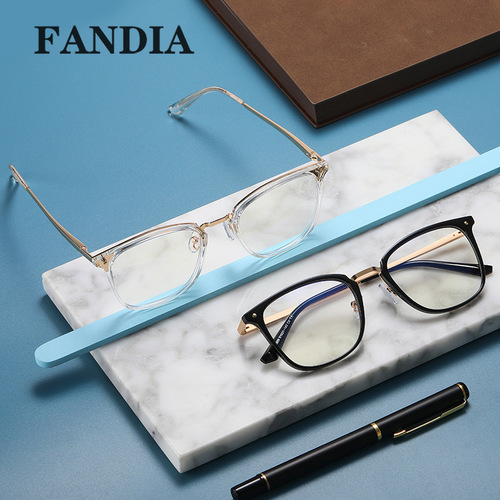 95959 Trendy Men's Anti-Blue Light Glasses Student Glasses Round Frame Myopia Frame Factory Wholesale