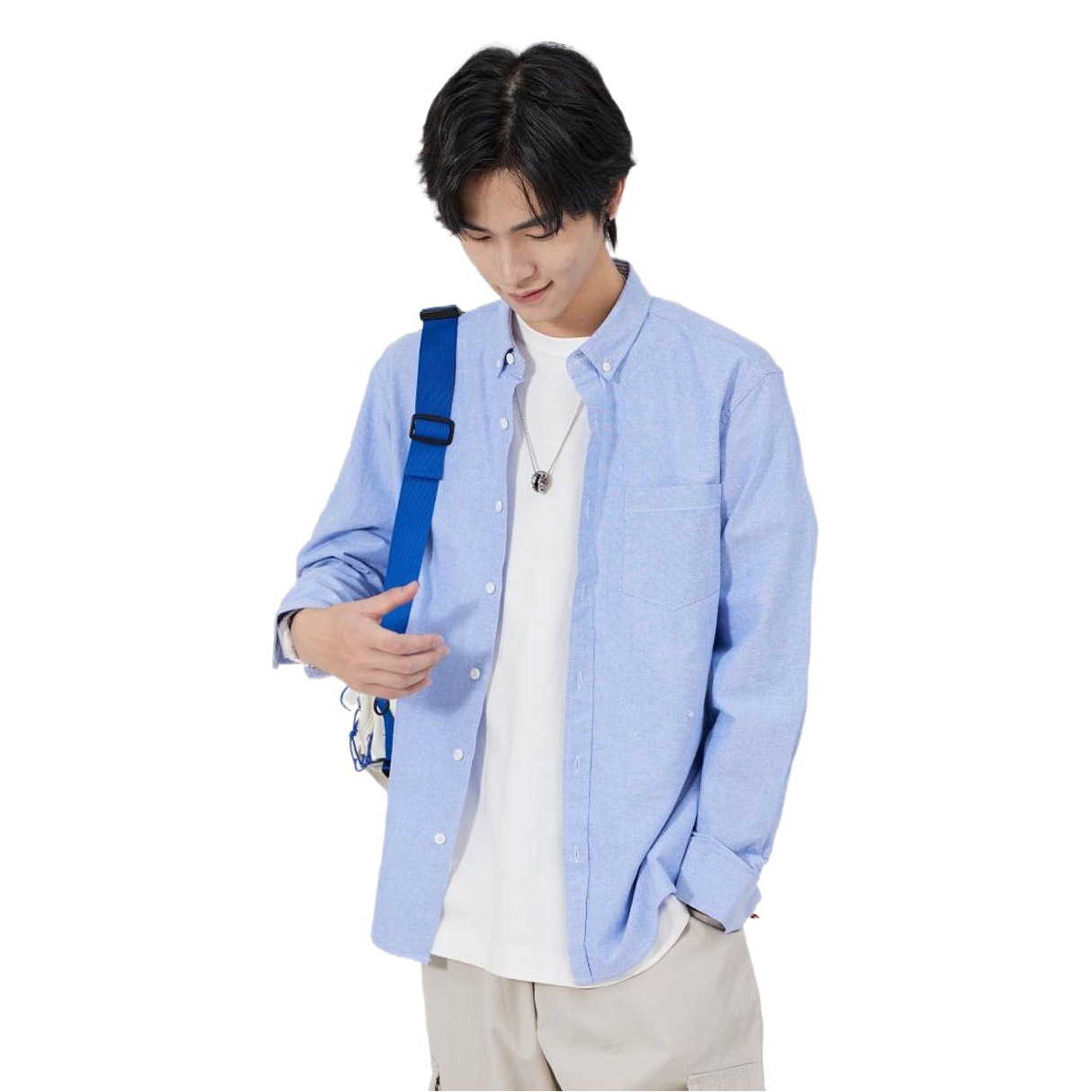 Dongyu Men's Spring and Autumn New Shirt Oxford Spinning Shirt Japanese Style Men's Casual Long Sleeve Cotton Shirt Jacket for Men