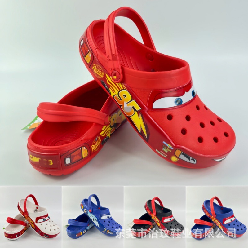 Crocs Mcqueen 95 Car-Shaped Clogs for Men and Women, Couple Outdoor Beach Sandals, Non-Slip Sports Slippers Wholesale