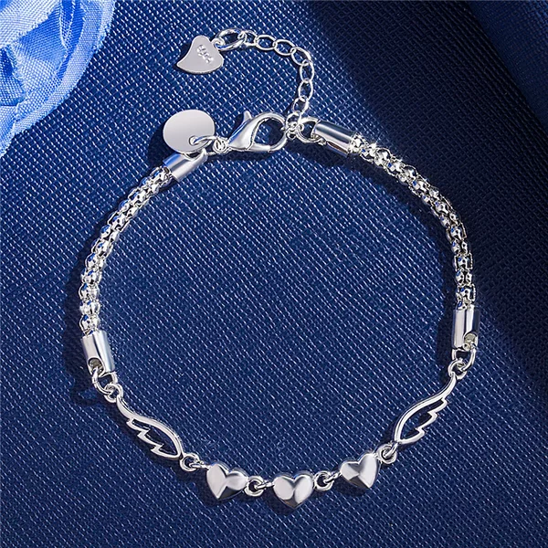 European and American Fashion New Jewelry Ebay Popular Peach Heart Heart Angel Wings Bracelet Bracelet Export Simple Bracelet