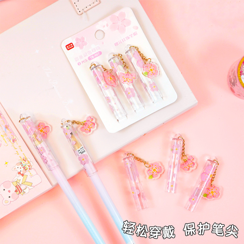 Nuevo cerezo colgante tapa de lápiz mariposa tapa de lápiz creativo alumno de la escuela primaria cubierta de lápiz de cristal jardín de infantes