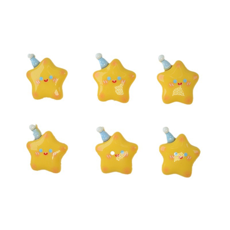 Cute milk yellow hat star accessories diy sweet girl heart hair clip headdress accessories mobile phone case patch
