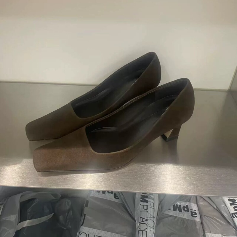 Sheepskin Version~French-Style Minimalist Niche Square-Toe Shallow High-Heeled Shoes for Women, Versatile Chunky Heel Commuter Shoes for Spring 2026 Sheepskin Version~French-Style Minimalist Niche Square-Toe Shallow High-Heeled Shoes for Women, Versatile Chunky Heel Commuter Shoes for Spring 2026