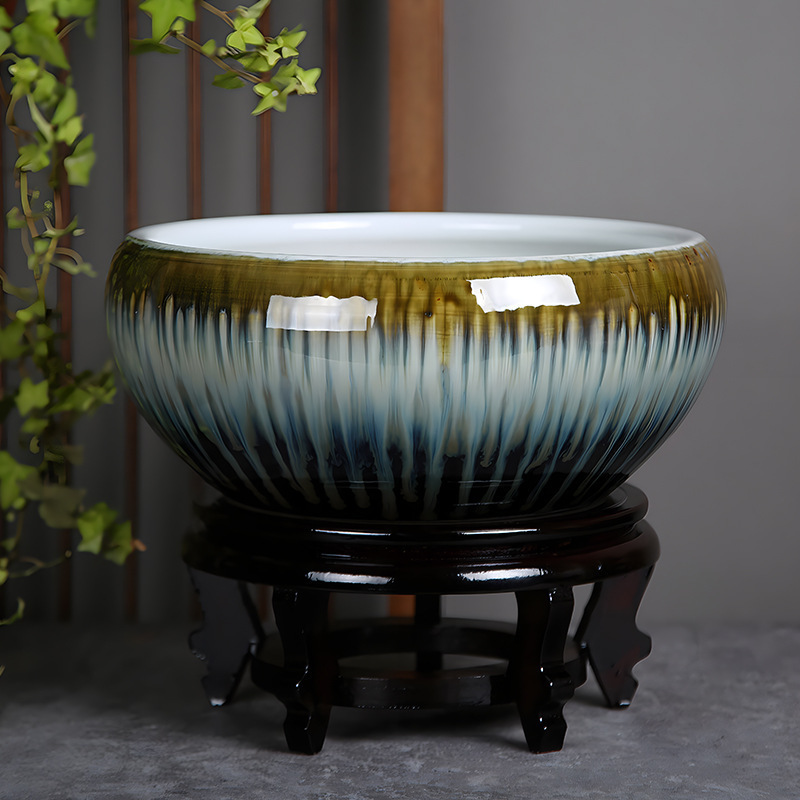 *金魚飼育用景徳鎮陶器大水槽、卸売亀鉢、水耕植物、睡蓮、蓮水槽、卓上飾り|undefined