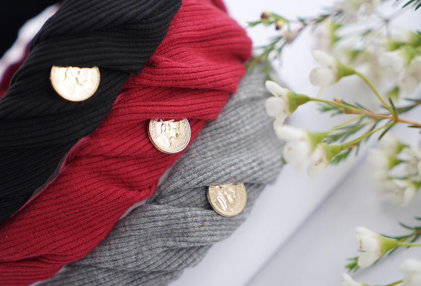 Korean Fabric Woolen Knitting Fold Headband display picture 2