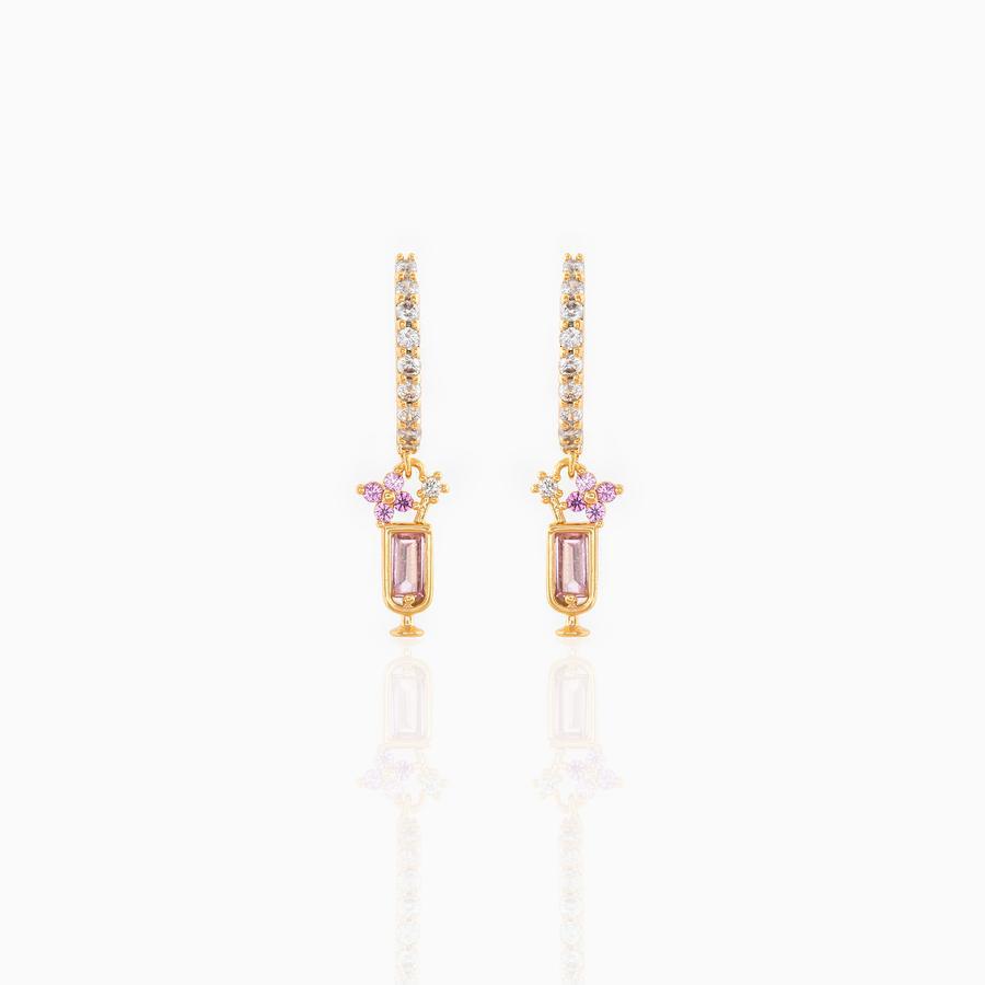 Geometric Brass Zircon Earrings display picture 9