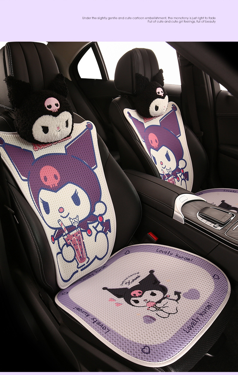 Cartoon Kulomi Car Cushion Four Seasons Universal Breathable Mesh Half Pack Seat Cover Cute Women's Car Cushion