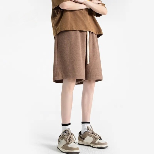 Men's Summer Loose Solid Color Casual Sporty Pants, Large Size Thin Hong Kong Style Five-Finger Pants