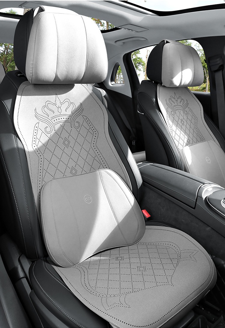 2026 New Crown Suede Leather Car Seat Cushion, Suitable for All Seasons, Small Waist Design, Model MA12