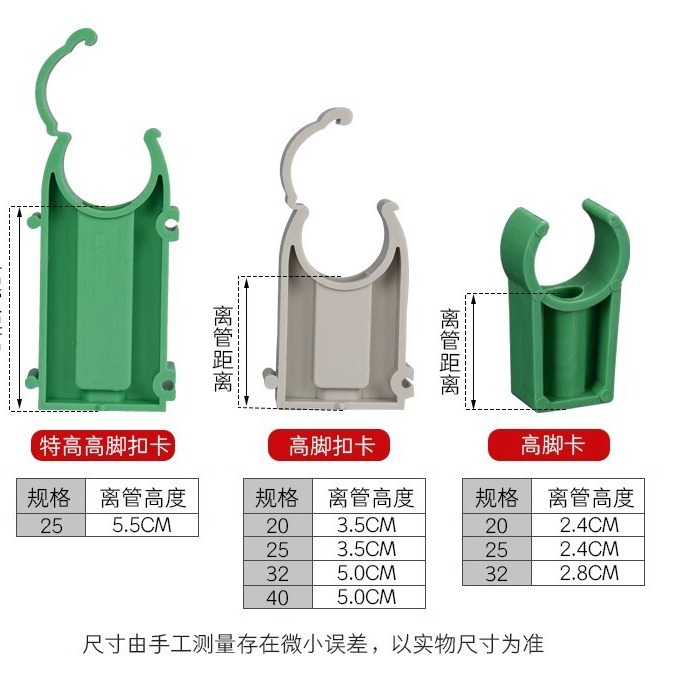 Abrazadera de tubo PPR Abrazadera de tubo en forma de U Abrazadera de tubo de plástico con abrazadera de fila de pie Abrazadera de tubería de agua del grifo 16-63 con hebilla de tarjeta de fila de bloqueo