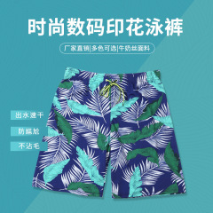 Men's Plus Size Adult Five-Piece Shorts Fashion Digital Print Hot Spring Comfortable Breathable Straight Beach Shorts