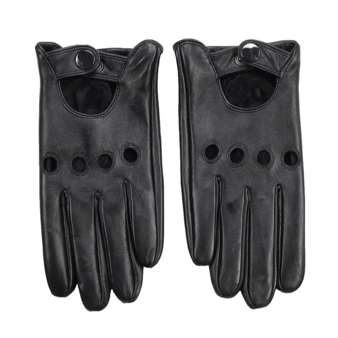 Pantalla táctil guantes de cuero de invierno de los hombres forrado de lana caliente conducción delgada motocicleta guantes de piel de oveja de los hombres al por mayor