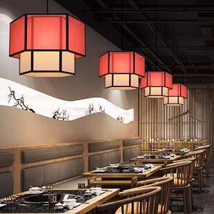 新中式吊灯餐厅客厅火锅店多边形包间餐桌灯创意中国风茶楼专用灯-阿里巴巴