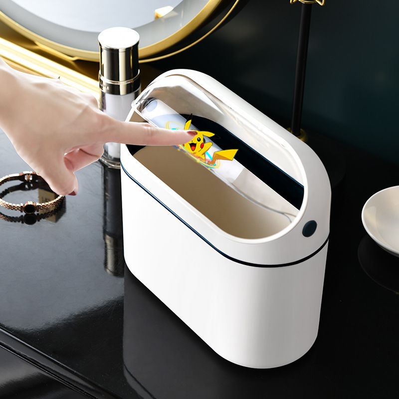 Desktop Trash Can with Lid Slit Household Mini Wall-Mounted Office Desk Storage Bucket for Living Room Flip Cover Trash Can Desktop Trash Can with Lid Slit Household Mini Wall-Mounted Office Desk Storage Bucket for Living Room Flip Cover Trash Can