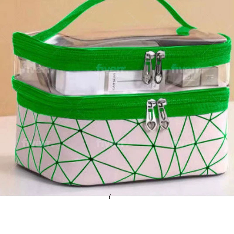 Handheld Cosmetic Bag, Universal Storage System, Double-Layer 25×20×2 cm Portable Organizer
