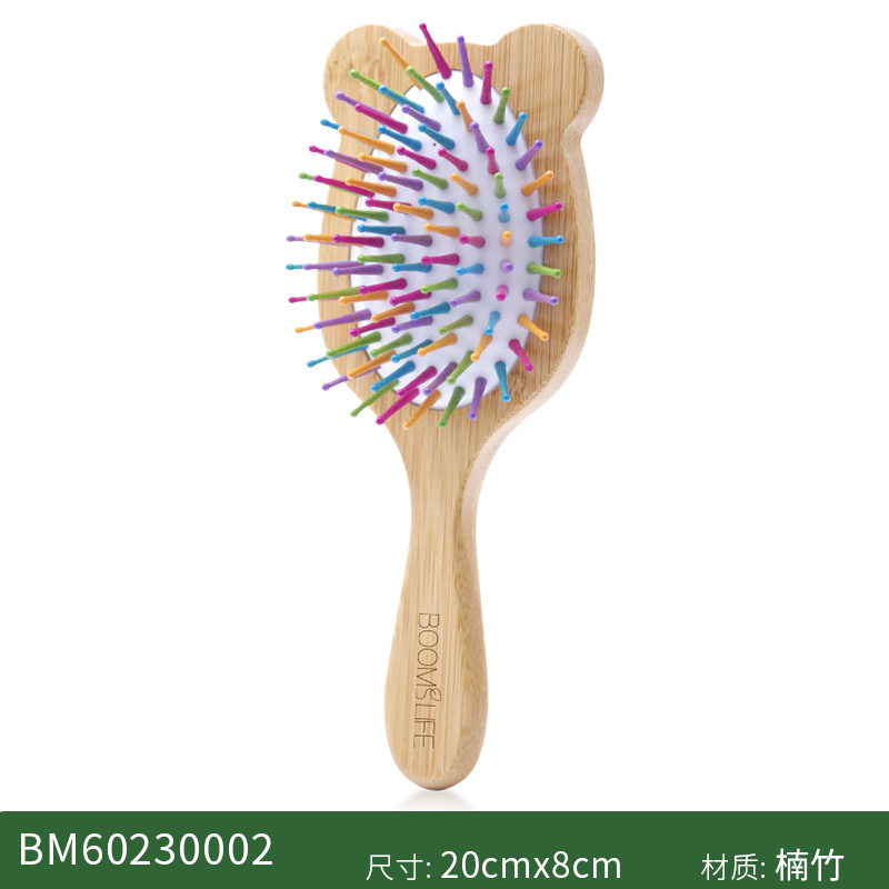 Set de limpieza para bebés con peine, cepillo de champú, masajeador de madera de loto, peine plano de madera de pera, masajeador, lindo set de limpieza para bebés