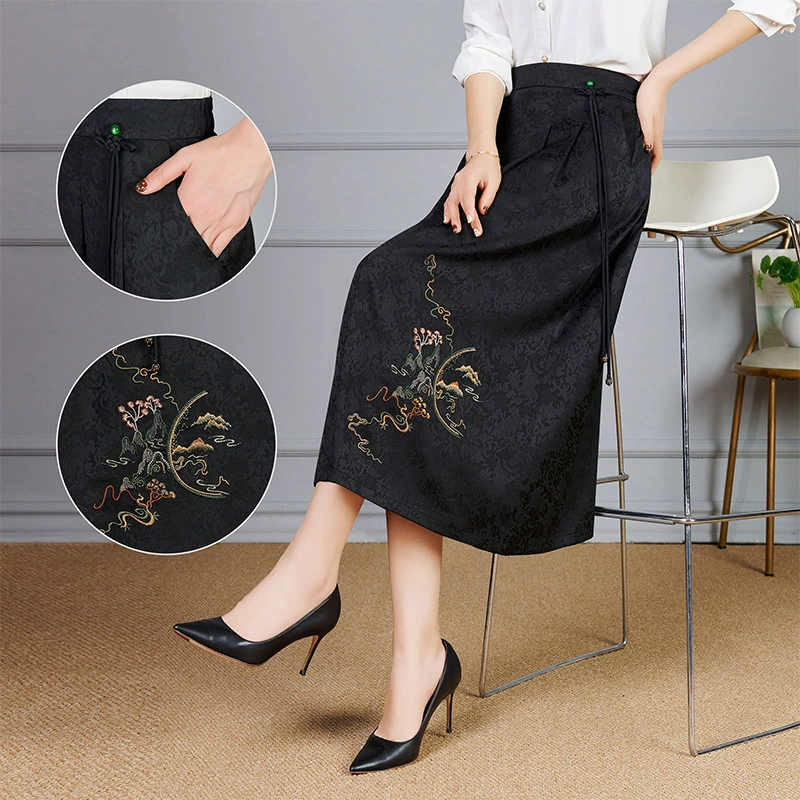 Мода среднего и пожилого возраста женская весенняя и летняя юбка-бюстгет средняя и длинная большая мамочка