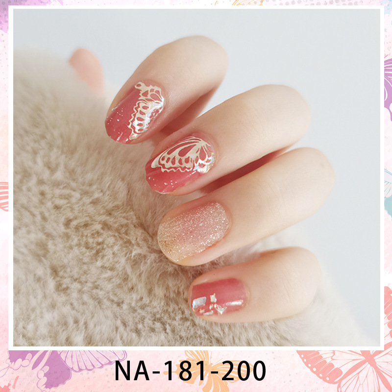 Spring and Summer NA Butterfly series baking-free gel stickers three-dimensional blush nail stickers full stickers 3D bronzing blooming nail stickers