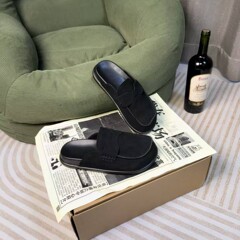 全牛皮博肯鞋女包头半拖软底厚底懒人二舅博肯拖鞋春夏天外穿