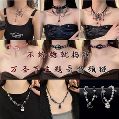 暗黑朋克辣妹蜘蛛项链恶魔之瞳夸张设计锁骨链欧美跨境万圣节饰品