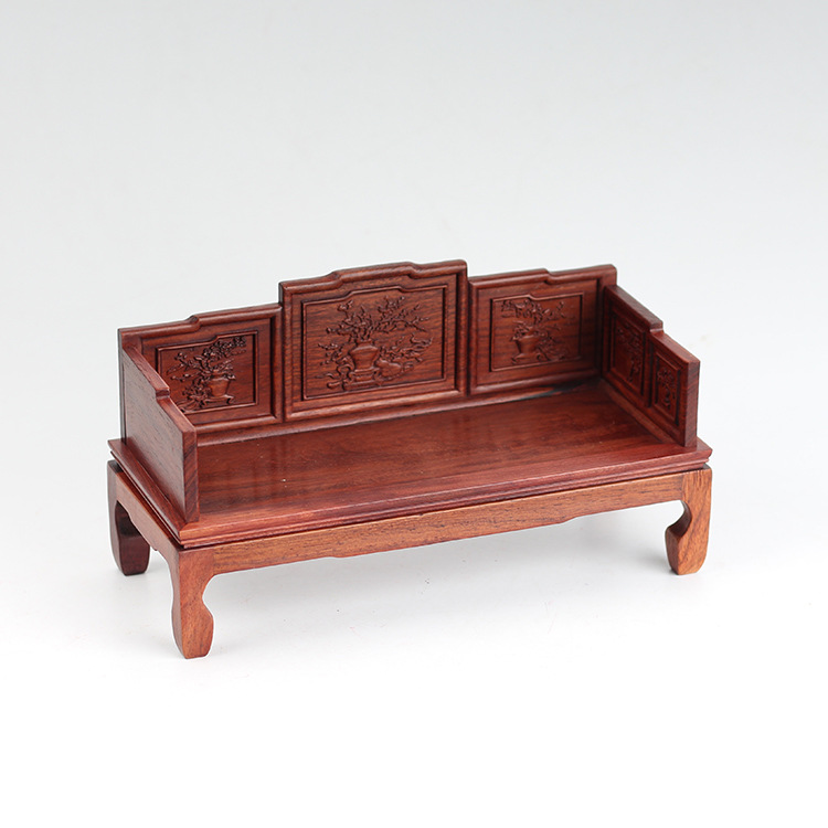 红木家具模型 红酸枝木微缩家具条案微型家具木质摆件浮雕罗汉床