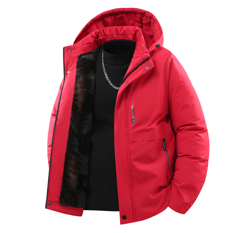 Popular Autumn and Winter Faux Mink Graphene Self-Heating Jacket, Fleece-Lined and Thickened Business Cotton Coat for Middle-Aged and Elderly Men