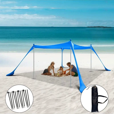 Avtomobil yan çətirləri Outdoor Sun Protection and - new-style-blue-4-iron-rods-200160150cm