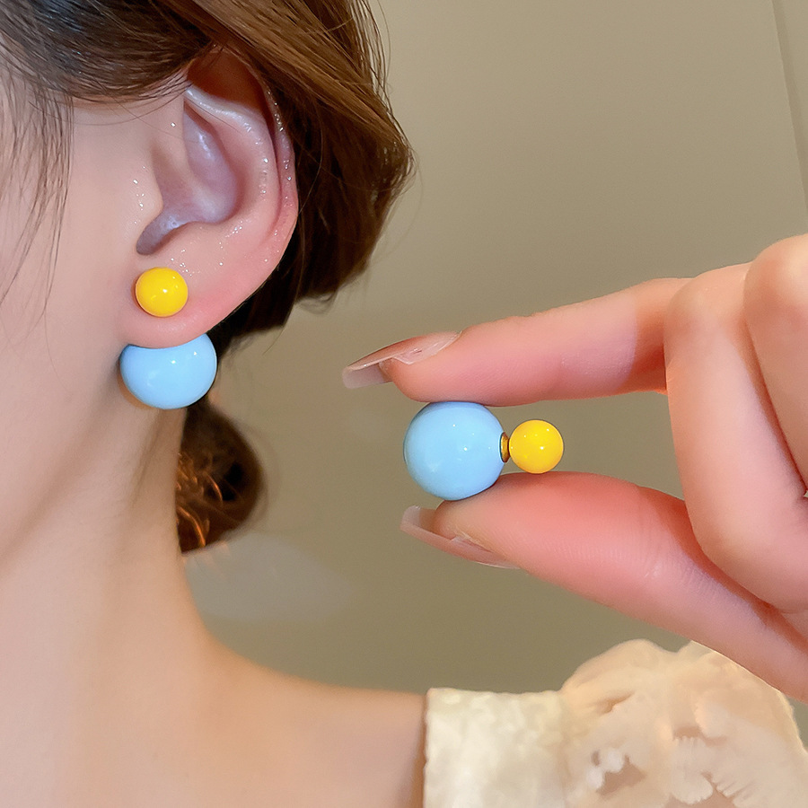 Pendientes de flores de color dopamina de verano Pendientes de todo fósforo de nicho fresco Pendientes de lujo de alta gama de moda al por mayor