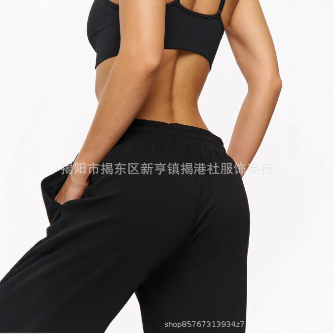 Cross-Border European and American High-Waisted Jogger Sweatpants Loose Casual Pants Versatile Pocket Jogging Pants Women Summer Sports