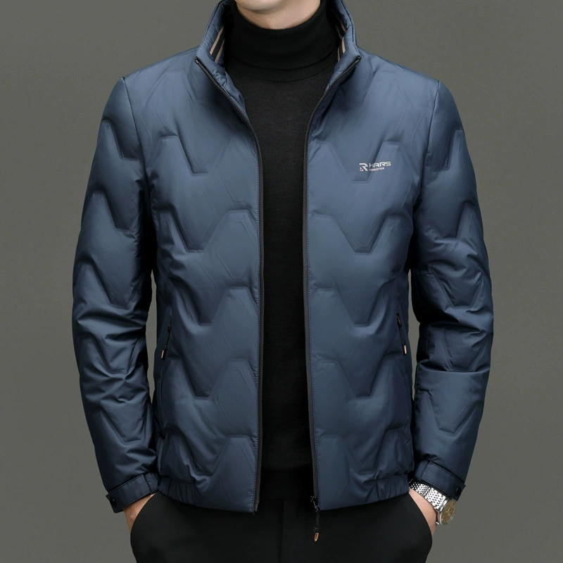 2024 Тонкий пуховик для мужчин среднего возраста повседневный короткий осенний и зимний новый мужской теплый воротник модный пуховик для мужчин