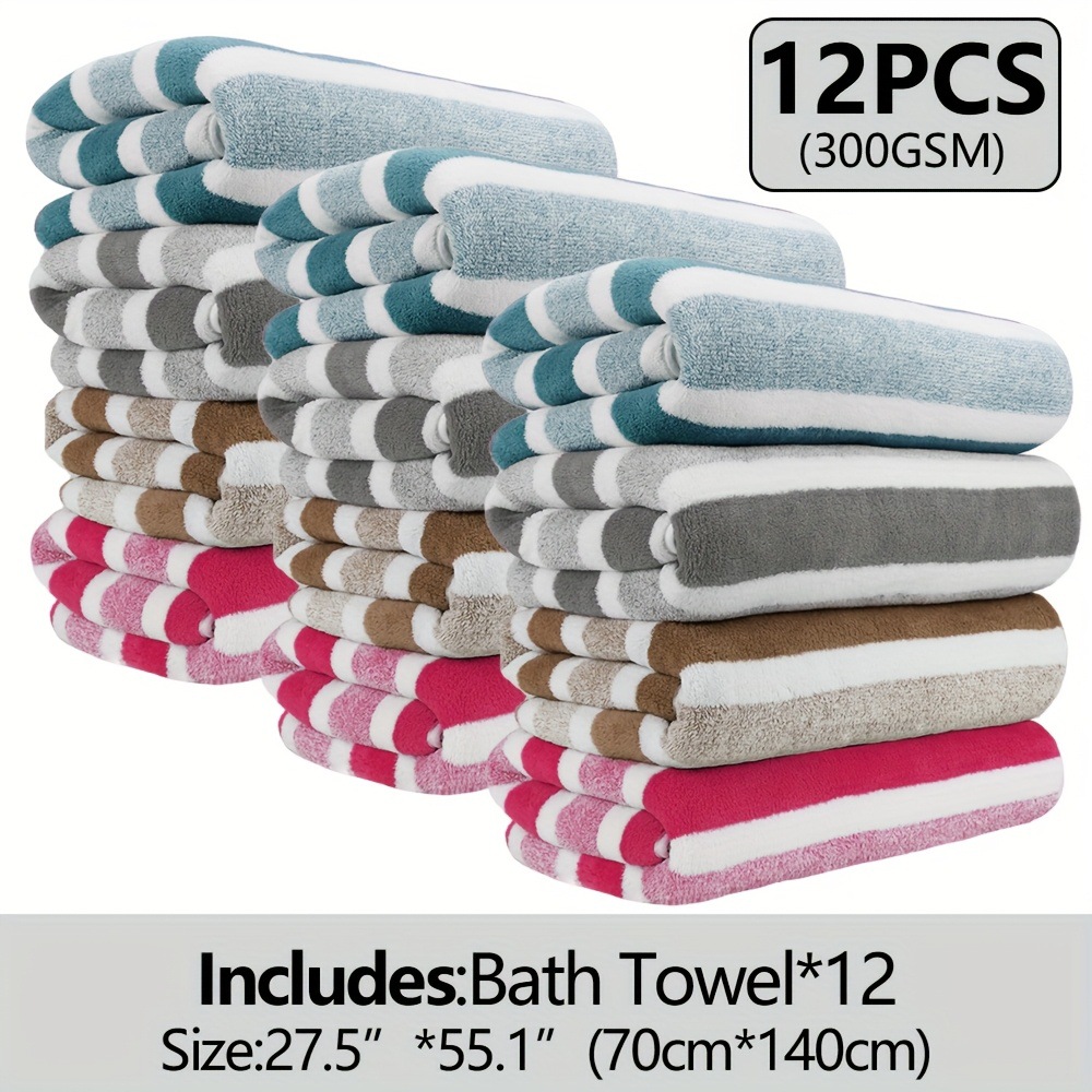 12pcs/ 8pcs/ 4pcs Bath Sheet Extra Large Coral Fleece Bath