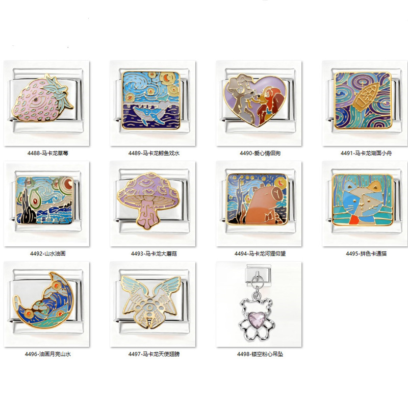 New Handmade Color Stitching Bracelet 304 Stainless Steel Graffiti Art Italian Charm Bracelet