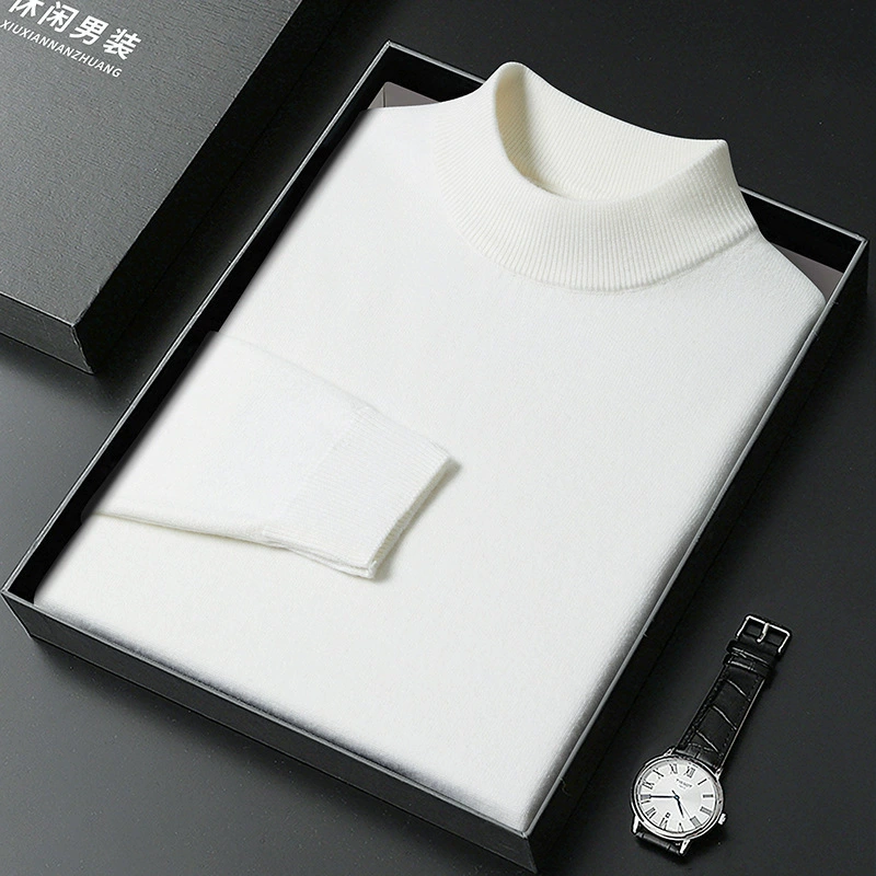 Трансграничная внешняя торговля прямая трансляция с полувысоким воротником с длинными рукавами трикотажный свитер для мужчин осень и зима новая сплошная теплая нижняя рубашка для мужчин