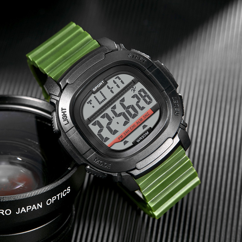 Moda multifuncional reloj electrónico de los hombres deportes al aire libre reloj de pulsera impermeable deportes LED reloj electrónico para adolescentes