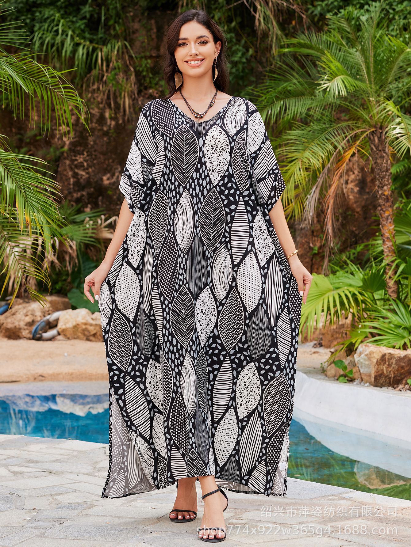 2025 nuevo algodón impresa camisa de playa vestido de vacaciones suelto bikini camisa trajes de baño mujeres AT612