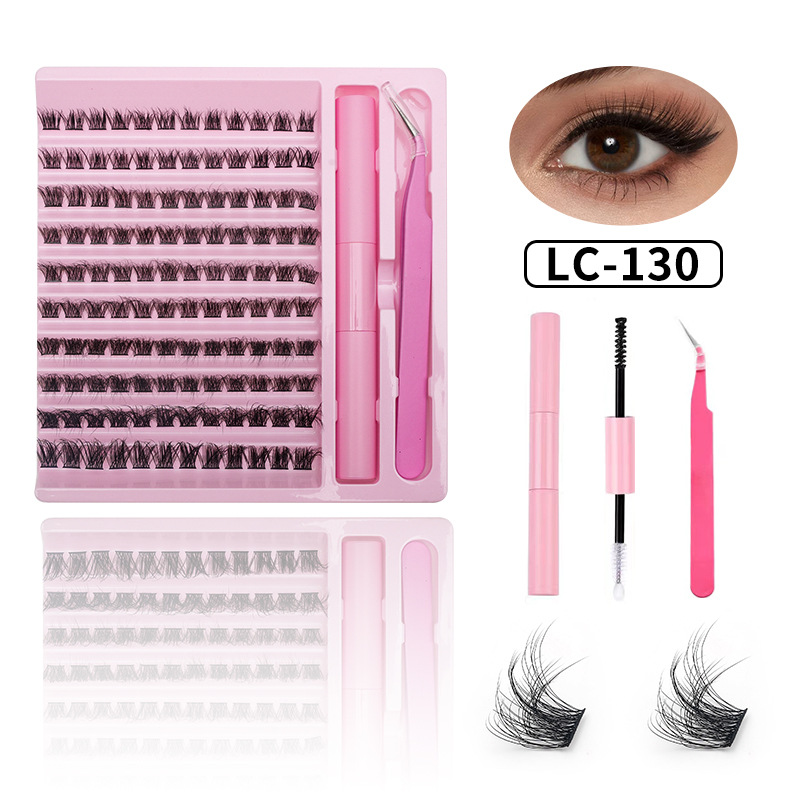 Comercio exterior transfronterizo denso falso pestañas pegamento pinzas conjunto D curvilinear injerto de fusión en caliente flores de pelo mezcla en stock