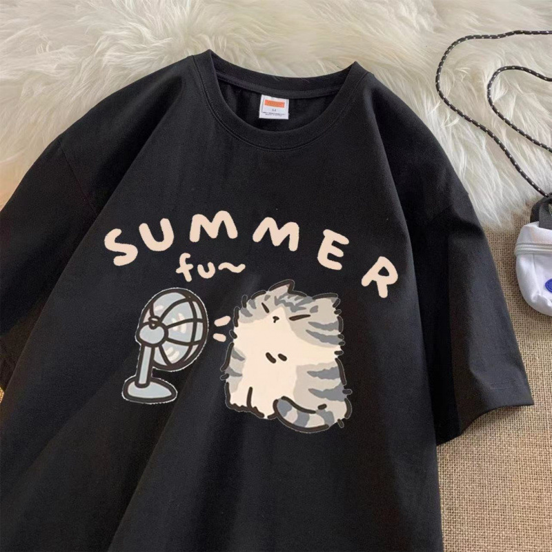 子供服綿100%半袖Tシャツレディース夏新作プリントルーズ半袖トップアメリカン中大型子供用Tシャツ|undefined