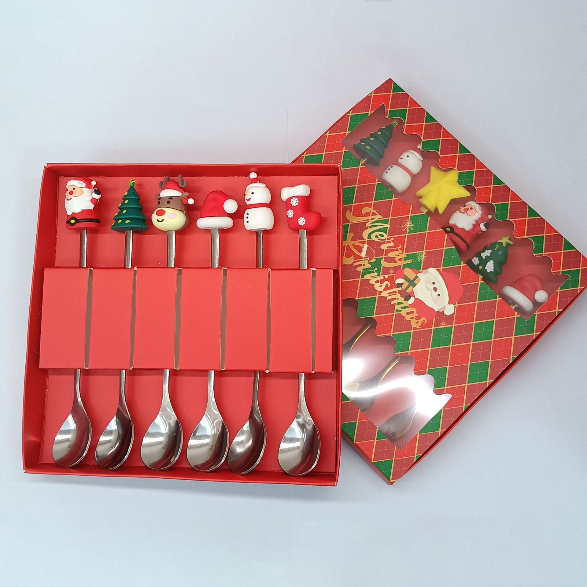 Cuchara transfronteriza de acero inoxidable Santa Claus árbol cuchara de café postre tenedor de fruta muñeca cuchara tenedor vajilla juego de regalo image 50