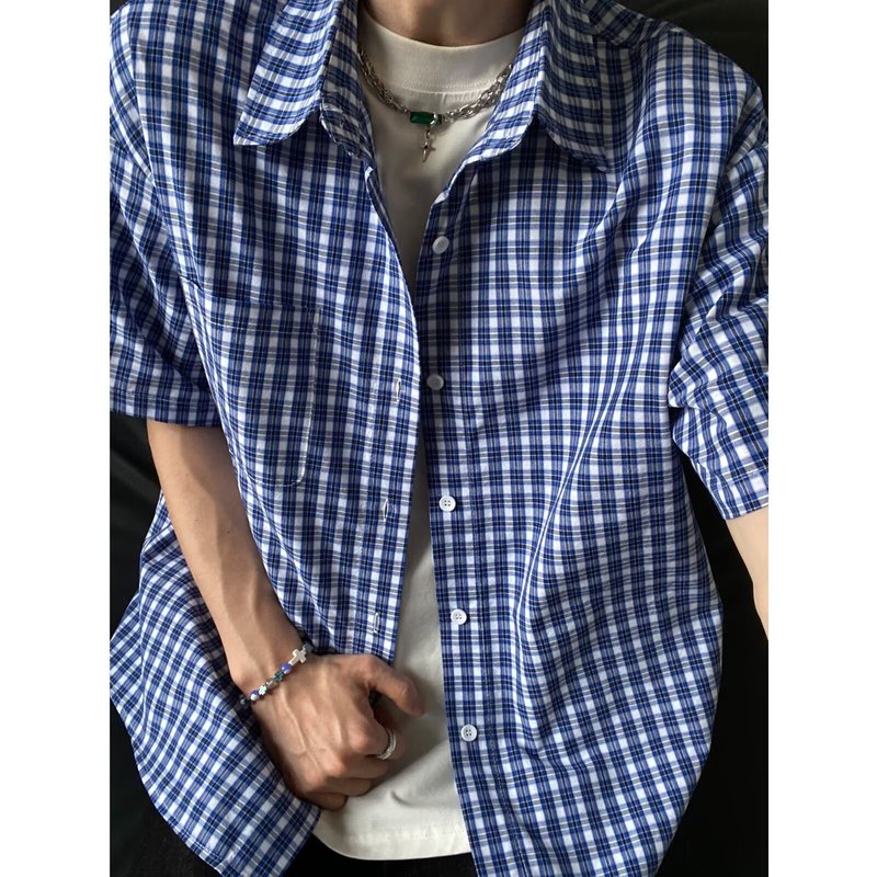 シンプルなレトロシャツメンズ夏服香港スタイル学生ルーズニッチデザイン興味深い新しいメンズトップスアウターウェア|undefined