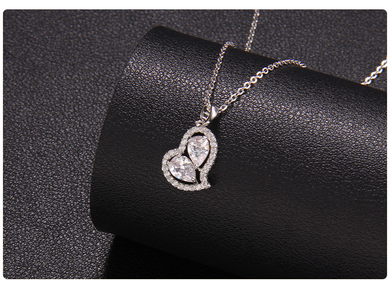 Fashion Heart Shape Copper Plating Zircon Pendant Necklace display picture 4